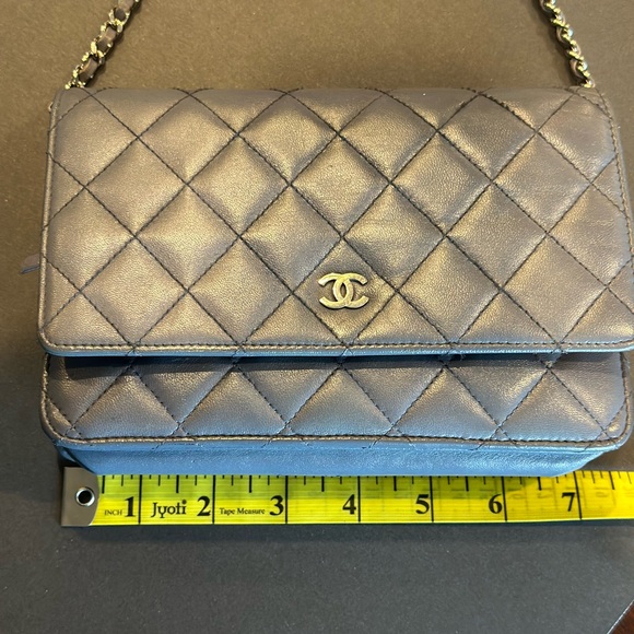 CHANEL iridescent blue wallet on chain silver hardware flap bag - Picture 5 of 15